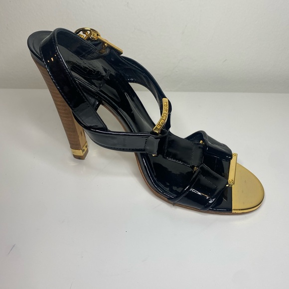 TORY BURCH Logo Patemt Heeled Slingback Sandals - Picture 7 of 15